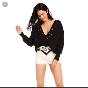 NWT wildfox studded stars v neck cline sweater